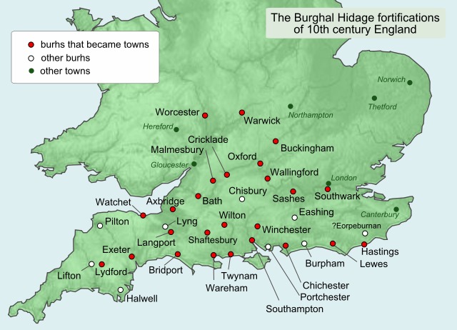 Karte angelsächsischer Burgen