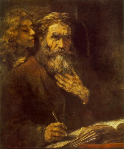 Der Apostel und Evangelist Matthäus gemalt von Rembrandt im Jahr 1661. Apostel Evangelist Matthäus