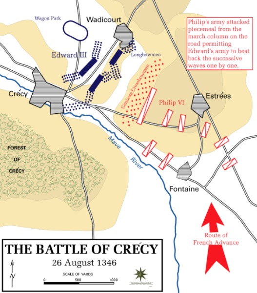 Schlacht bei Crécy Karte