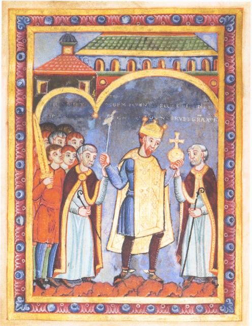 Kaiser Heinrich III. mit den Kleinodien des Heiligen Römischen Reiches. Kaiser Heinrich III.