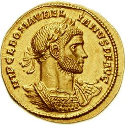 Die Münze zeigt das Anlitz von Kaiser Aurelian. Kaiser Aurelian Münze