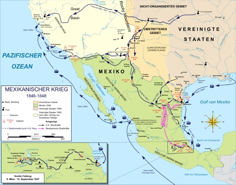 Karte Mexikanisch-Amerikanischer Krieg