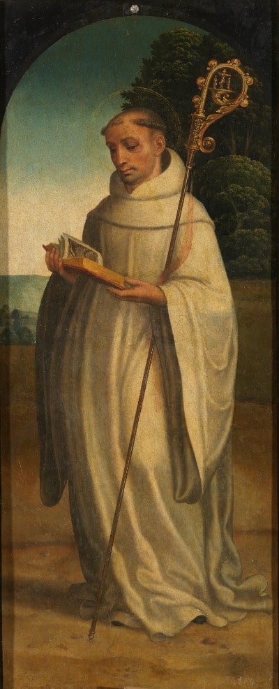 Bernhard von Clairvaux im weißen Gewand der Zisterzienser. Bernhard von Clairvaux