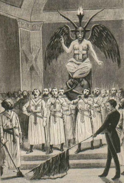 Laut Leo Taxil wurde Baphomet von den Freimaurern angebetet. Baphomet Freimaurer