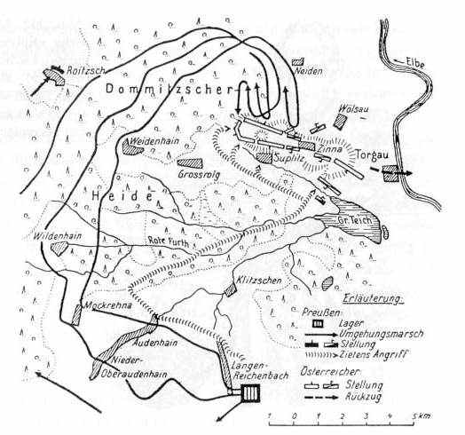 Friedrich der Große siegte in der Schlacht bei Torgau. Schlacht bei Torgau Karte