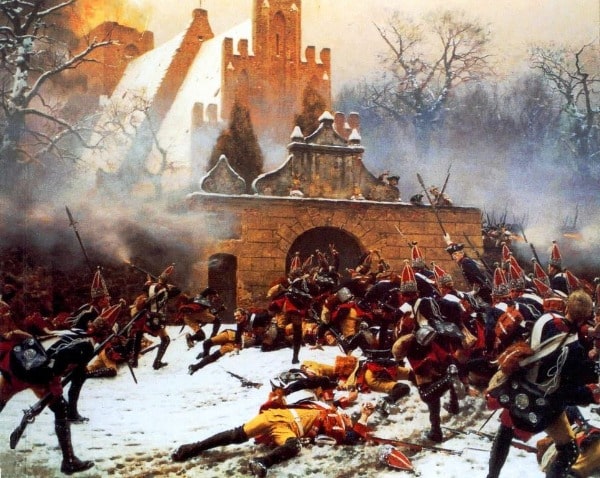 Friedrich der Große setzte in der Schlacht von Leuthen auf die Schiefe Schlachtordnung. Schlacht von Leuthen