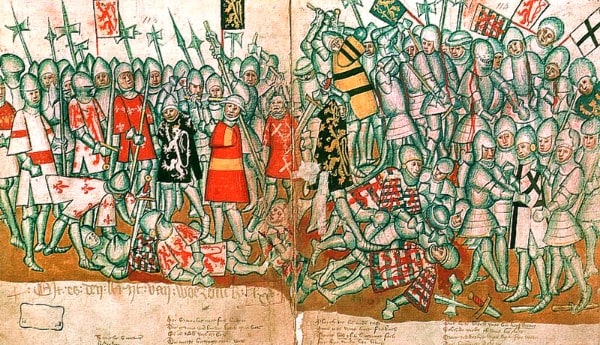 Kölner Erzbischof Siegfried von Westerburg in der Schlacht von Worringen 1288