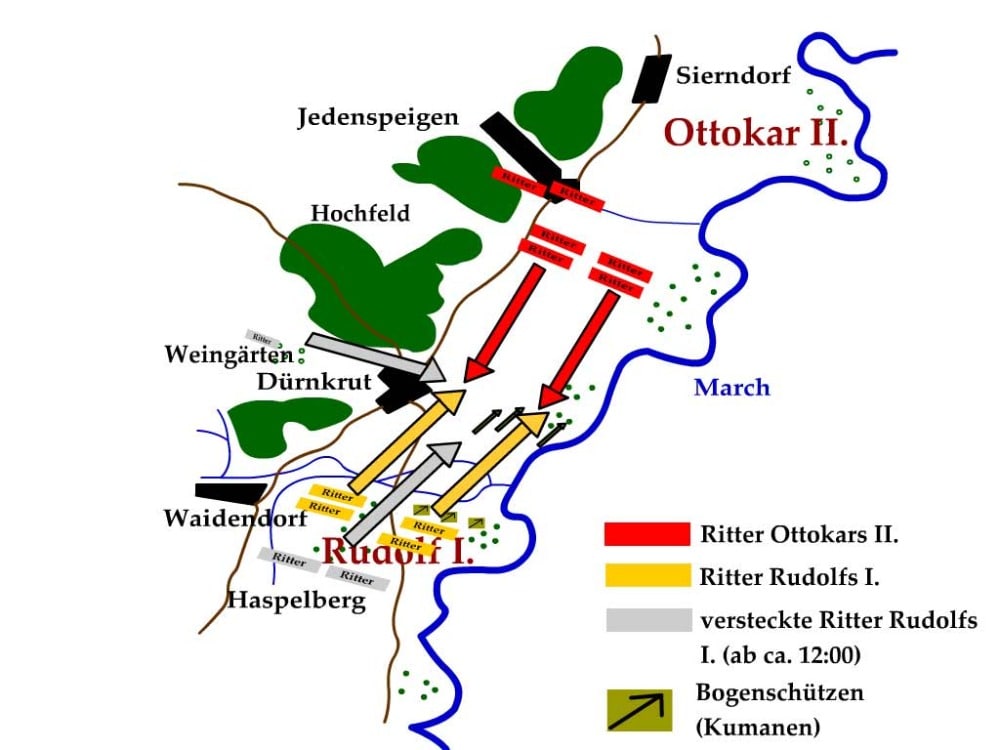 Schlacht bei Dürnkrut 1278 Karte